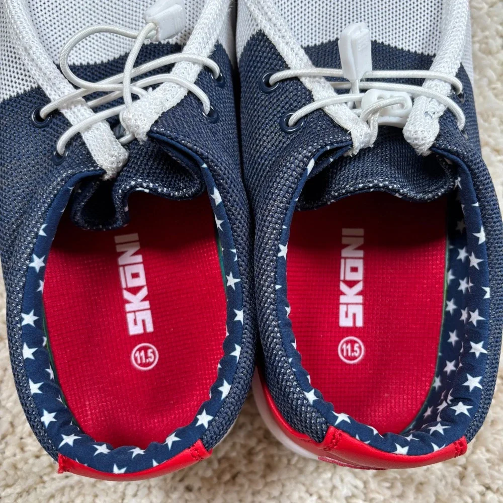 SKONI Men's Star‎ Spangled Patriotic Slip On Spikeless Golf Shoes Size 11.5
